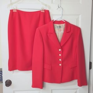 TAHARI Arthur S. Levine size 10 petite women's two-piece coral business suit